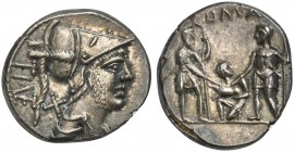 Ti. Veturius Gracchi f. Sempronianus, Denarius, Rome, 137 BC; AR (g 3,41; mm 20; h 4); Helmeted and draped bust of Mars r.; behind, X and TI VET, Rv. ...