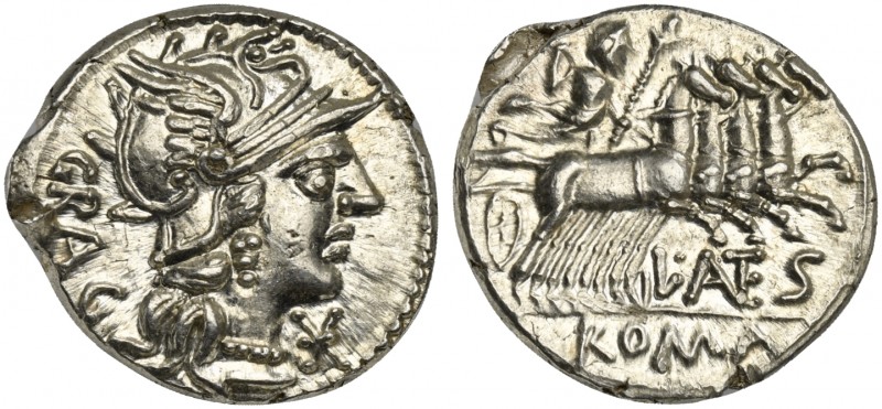 L. Antestius Gragulus, Denarius, Rome, 136 BC; AR (g 3,98; mm 20; h 4); Helmeted...