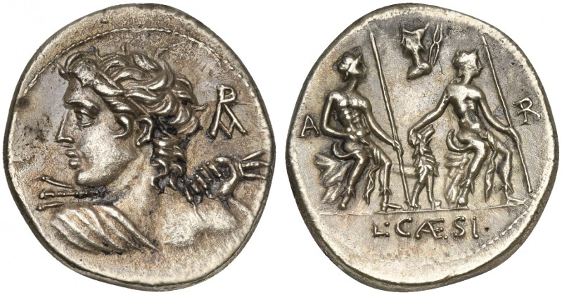 L. Caesius, Denarius, Rome, 112 or 111 BC; AR (g 3,88; mm 21; h 12); Togate bust...