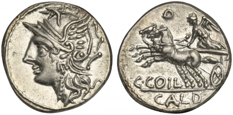 C. Coelius Caldus, Denarius, Rome, 104 BC; AR (g 3,96; mm 17; h 4); Helmeted hea...