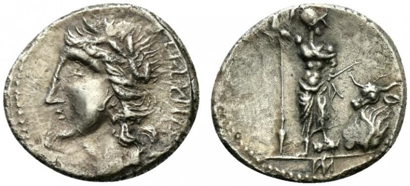 The Bellum Sociale, Denarius, Bovianum, ca. 89 BC; AR (g 3,60; mm 19; h 7); Laur...