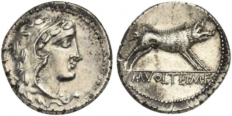 M. Volteius M.f., Denarius, Rome, 78 BC; AR (g 4,02; mm 18; h 11); Head of Hercu...