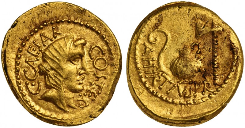 C. Julius Caesar and A. Hirtius, Aureus, Rome, 46 BC; AV (g 7,94; mm 21; h 7); V...