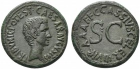 Augustus (27 BC - AD 14), As struck by C. Cassius Celer, Rome, 16 BC; AE (g 20,08; mm 30; h 7); CAESAR AVGVSTVS - TRIBVNIC POTEST, bare head r., Rv. C...