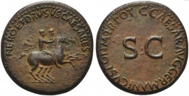 Nero and Drusus Caesares, Dupondius struck under Caligula, Rome, AD 37-38; AE (g 16,17; mm 28; h 6); NERO ET DRVSVS CAESARES, Nero and Drusus Caesares...