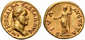 Galba (68-69), Aureus, Rome, July AD 68 - January AD 69; AV (g 7,30; mm 19; h 5); IMP SER GALBA CAESAR AVG, laureate and draped bust r., Rv. Rv. DIVA ...
