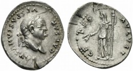 Vespasian (69-79), Denarius, Rome, AD 77-78; AR (g 3,40; mm 20; h 7); CAESAR VESPASIANVS AVG, laureate head r., Rv. CE - RES AVGVST, Ceres standing l....