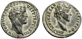 Antoninus Pius and Marcus Aurelius Caesar (139-161), Denarius, Rome, AD 140; AR (g 3,49; mm 18; h 1); ANTONINVS AVG PI - VS PP TR P COS III, bare head...