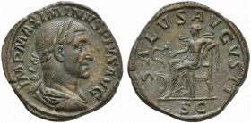 Maximinus I (235-238), Sestertius, Rome, AD 235-236; AE (g 20,67; mm 30; h 12); IMP MAXIMINVS PIVS AVG , laureate, draped and cuirassed bust r., Rv. S...