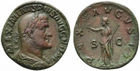 Maximinus I (235-238), Sestertius, Rome, AD 236-238; AE (g 18,35; mm 30; h 11); MAXIMINVS PIVS AVG GERM, laureate, draped and cuirassed bust r., Rv. P...