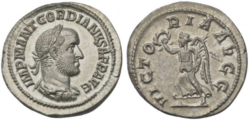 Gordian II (238), Denarius, Rome, March - April AD 238; AR (g 3,56; mm 20; h 6);...