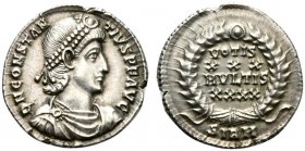 Constantius II (337-361), Siliqua, Sirmium, AD 351-355; AR (g 3,93; mm 21; h 12); D N CONSTAN - TIVS P F AVG, diademed, draped and cuirassed bust r., ...