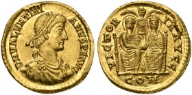 Valentinian II (375-392), Solidus, Uncertain mint in Northern Italy (Mediolanum ?), AD 385; AV (g 4,45; mm 20; h 1); D N VALENTINI - ANVS P F AVG, dia...