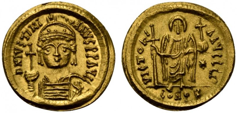 Justinian I (527-565), Solidus, Carthage, AD 546-547; AV (g 4,47; mm 20; h 5); H...