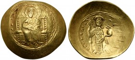 Constantine X Doukas (1059-1067), Histamenon Nomisma, Constantinople, AD 1062-1065; AV (g 4,35; mm 27; h 6); Christ Pantokrator enthroned facing, Rv. ...