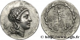 AIOLIS - MYRINA
Type : Tétradrachme stéphanophore 
Date : c. 150-140 AC. 
Mint name / Town : Éolide, Myrhina 
Metal : silver 
Diameter : 35,5  mm
Orie...
