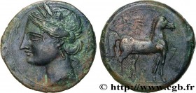 ZEUGITANA - CARTHAGE
Type : Triple shekel 
Date : c. 220-215 AC. 
Mint name / Town : Carthage, Zeugitane 
Metal : copper 
Diameter : 31  mm
Orientatio...