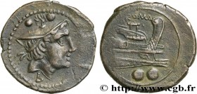 ROMAN REPUBLIC - ANONYMOUS
Type : Sextans 
Date : c. 211-208 AC. 
Mint name / Town : Luceria 
Metal : copper 
Diameter : 21,5  mm
Orientation dies : 1...