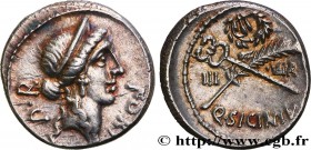 SICINIA
Type : Denier 
Date : 49 AC. 
Mint name / Town : Rome 
Metal : silver 
Millesimal fineness : 950  ‰
Diameter : 18  mm
Orientation dies : 2  h....