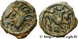 GALLIA BELGICA - SUESSIONES (Area of Soissons)
Type : Potin au cheval à droite 
Date : Ier siècle avant J.-C. 
Metal : potin 
Diameter : 18  mm
Orient...