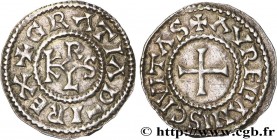 CHARLES II LE CHAUVE / THE BALD
Type : Denier 
Date : c. 864-875 
Date : n.d. 
Mint name / Town : Orléans 
Metal : silver 
Diameter : 21  mm
Orientati...