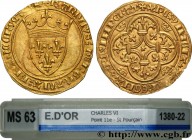 CHARLES VI LE FOU ou LE BIEN AIMÉ / THE BELOVED or THE MAD
Type : Écu d'or à la couronne 
Date : 29/07/1394 
Mint name / Town : Saint-Pourçain 
Metal ...