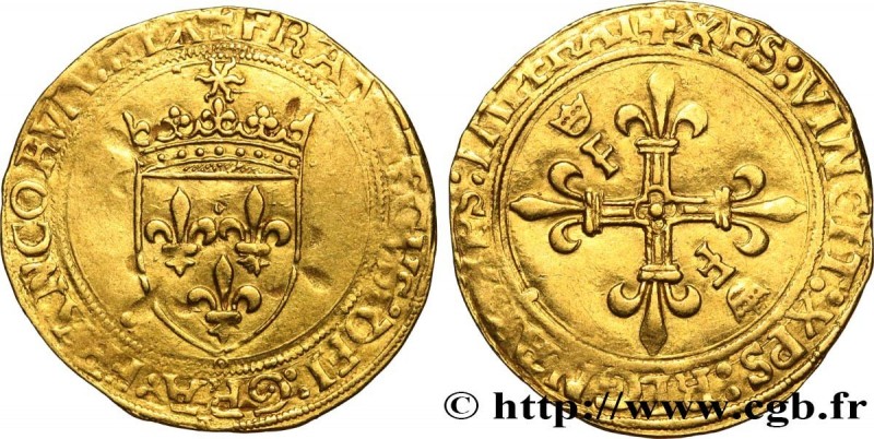 FRANCIS I
Type : Écu d'or au soleil, 2e type 
Date : 23/01/1515 
Date : n.d. 
Mi...