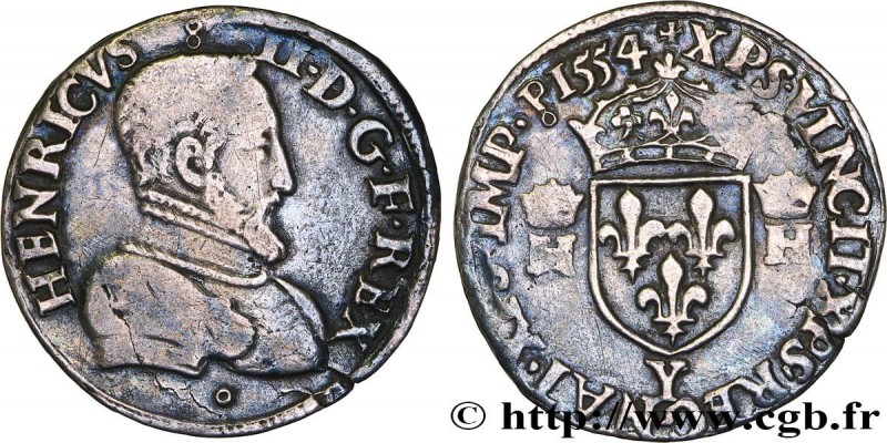 HENRY II
Type : Demi-teston à la tête nue 
Date : 1554 
Mint name / Town : Bourg...