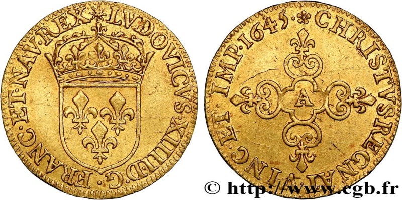 LOUIS XIV "THE SUN KING"
Type : Écu d'or au soleil 
Date : 1645 
Mint name / Tow...