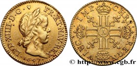 LOUIS XIV "THE SUN KING"
Type : Demi-louis d'or à la mèche longue 
Date : 1647 
Mint name / Town : Paris 
Quantity minted : 45349 
Metal : gold 
Mille...