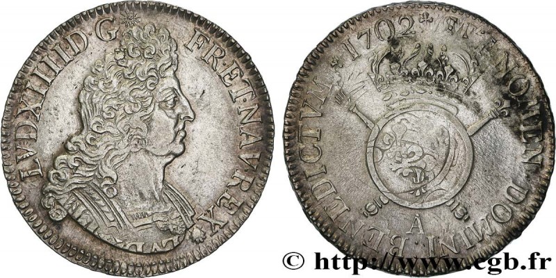 LOUIS XIV "THE SUN KING"
Type : Écu aux insignes 
Date : 1702 
Mint name / Town ...