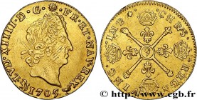 LOUIS XIV "THE SUN KING"
Type : Demi-louis aux insignes 
Date : 1705 
Mint name / Town : Rennes 
Metal : gold 
Millesimal fineness : 917  ‰
Diameter :...