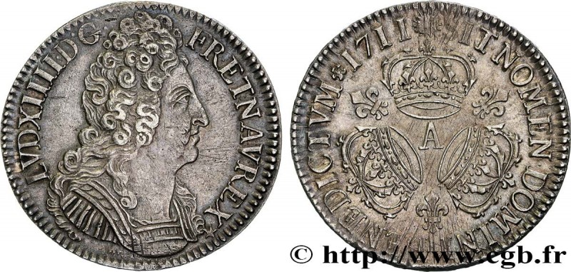 LOUIS XIV "THE SUN KING"
Type : Écu aux trois couronnes 
Date : 1711 
Mint name ...