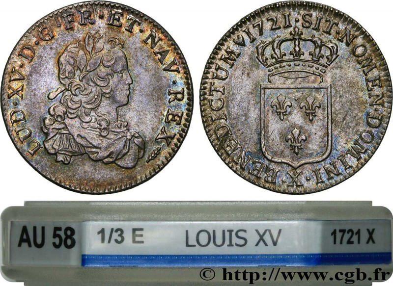 LOUIS XV THE BELOVED
Type : Tiers d'écu de France 
Date : 1721 
Mint name / Town...