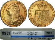LOUIS XVI
Type : Double louis d’or dit "aux écus accolés" 
Date : 1786 
Mint name / Town : Lyon 
Quantity minted : 1017507 
Metal : gold 
Millesimal f...