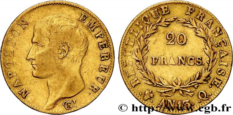 PREMIER EMPIRE / FIRST FRENCH EMPIRE
Type : 20 francs or Napoléon tête nue, Cale...