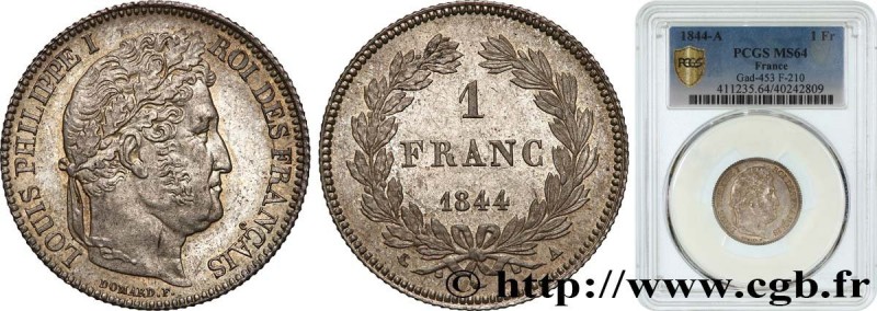 LOUIS-PHILIPPE I
Type : 1 franc Louis-Philippe, couronne de chêne 
Date : 1844 
...