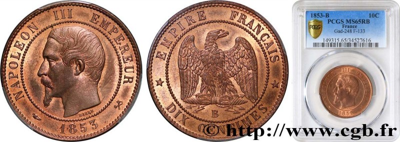 SECOND EMPIRE
Type : Dix centimes Napoléon III, tête nue 
Date : 1853 
Mint name...