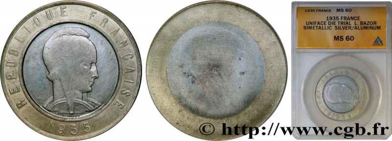 III REPUBLIC
Type : Essai uniface d’avers de 25 francs bimétallique, Argent/Alum...