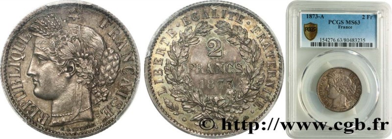 III REPUBLIC
Type : 2 francs Cérès, avec légende 
Date : 1873 
Mint name / Town ...