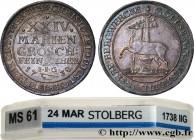 GERMANY - COUNTY OF STOLBERG - CHRISTOPH FRIEDRICH & JOST CHRISTIAN
Type : 24 Mariengroschen 
Date : 1738 
Quantity minted : - 
Metal : silver 
Diamet...