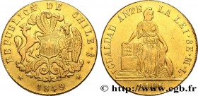 CHILE - REPUBLIC
Type : 8 Escudos 
Date : 1849 
Mint name / Town : Santiago du Chili 
Quantity minted : - 
Metal : gold 
Millesimal fineness : 882  ‰
...