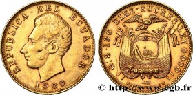 ECUADOR
Type : 10 Sucres Antonio Jose de Sucre 
Date : 1900 
Mint name / Town : Birmingham 
Metal : gold 
Millesimal fineness : 900  ‰
Diameter : 22  ...