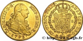 SPAIN - KINGDOM OF SPAIN - CHARLES IV
Type : 2 Escudos 
Date : 1793 
Mint name / Town : Madrid 
Quantity minted : - 
Metal : gold 
Millesimal fineness...