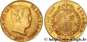SPAIN - KINGDOM OF SPAIN - FERDINAND VII
Type : 80 Reales 
Date : 1822 
Mint name / Town : Madrid 
Quantity minted : - 
Metal : gold 
Millesimal finen...