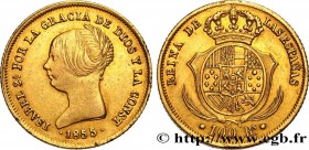 SPAIN - KINGDOM OF SPAIN - ISABELLA II
Type : 100 Reales 
Date : 1855 
Mint name / Town : Séville 
Metal : gold 
Millesimal fineness : 900  ‰
Diameter...
