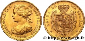 SPAIN - KINGDOM OF SPAIN - ISABELLA II
Type : 10 Escudos 
Date : 1868 
Mint name / Town : Madrid 
Quantity minted : - 
Metal : gold 
Millesimal finene...