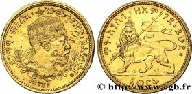 ETHIOPIA - ABYSSINIA - MENELIK II
Type : 1 Werk EE1889 
Date : (1897) 
Mint name / Town : Paris 
Quantity minted : --- 
Metal : gold 
Millesimal finen...