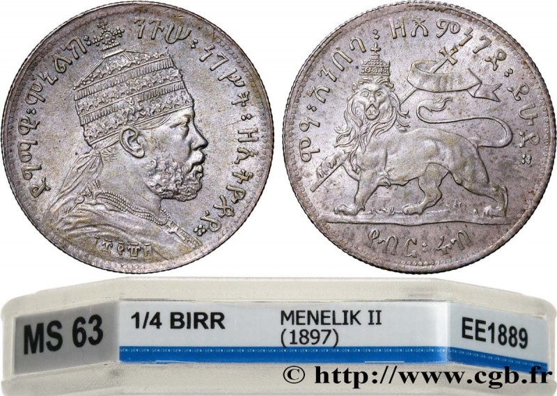 ETHIOPIA - ABYSSINIA - MENELIK II
Type : 1/4 Birr EE1889 
Date : (1897) 
Mint na...