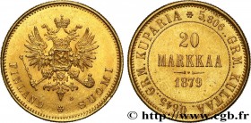 FINLAND - GRAND-DUCHY - ALEXANDER III
Type : 20 Markkaa 
Date : 1879 
Mint name / Town : Helsinki 
Quantity minted : 300000 
Metal : gold 
Millesimal ...